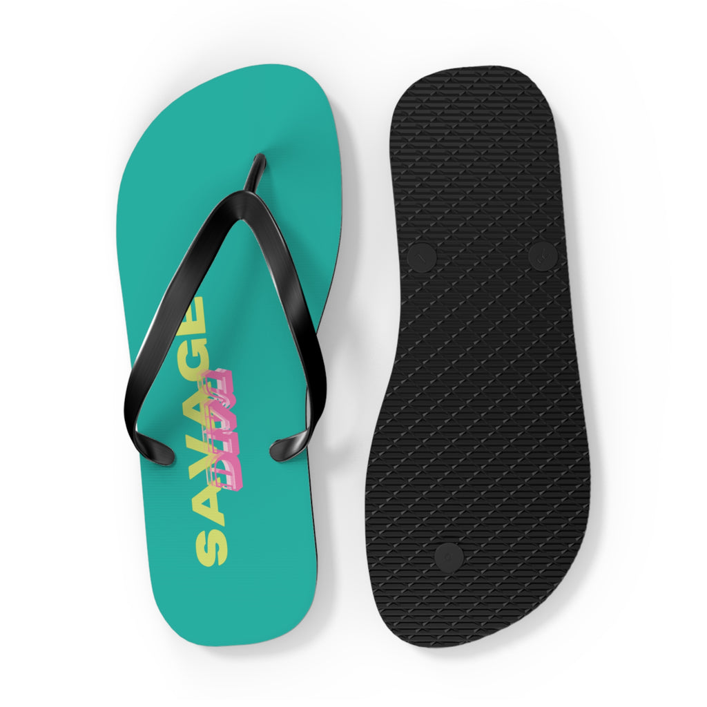 Woman’s Shoes - ‘Savage Diva’ Teal Flip Flops