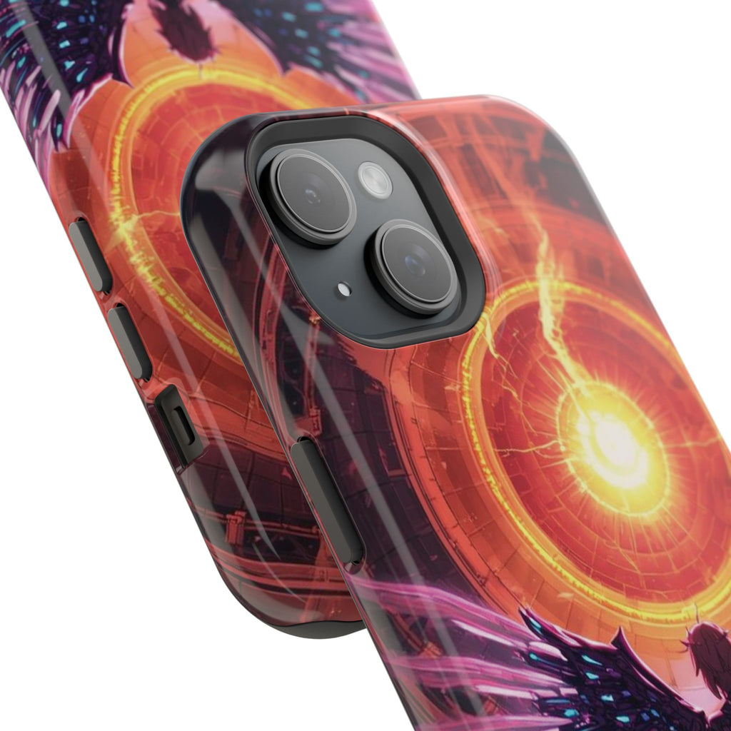 Vi-Anime Phone Case — Angelic Warrior with Fiery Halo Impact-Resistant Design