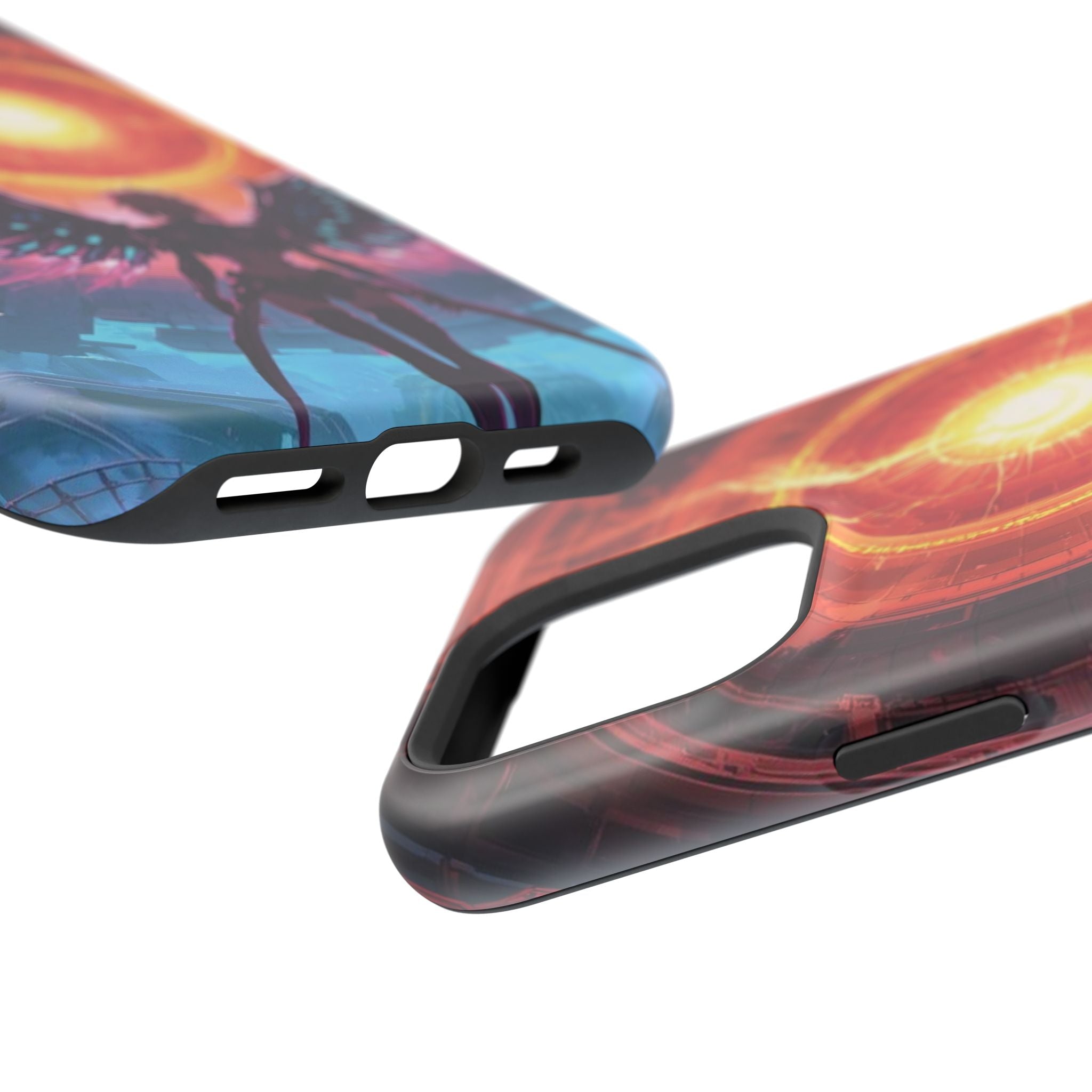Vi-Anime Phone Case — Angelic Warrior with Fiery Halo Impact-Resistant Design