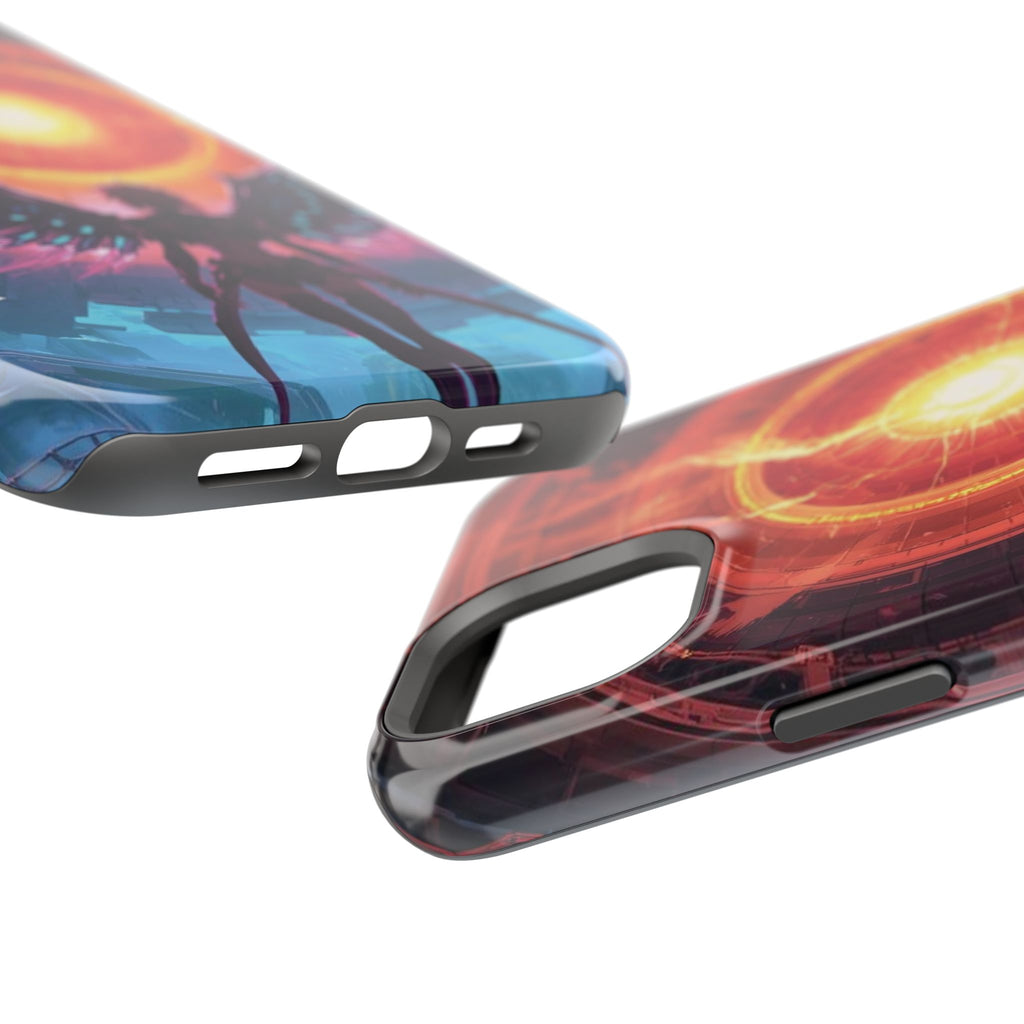 Vi-Anime Phone Case — Angelic Warrior with Fiery Halo Impact-Resistant Design