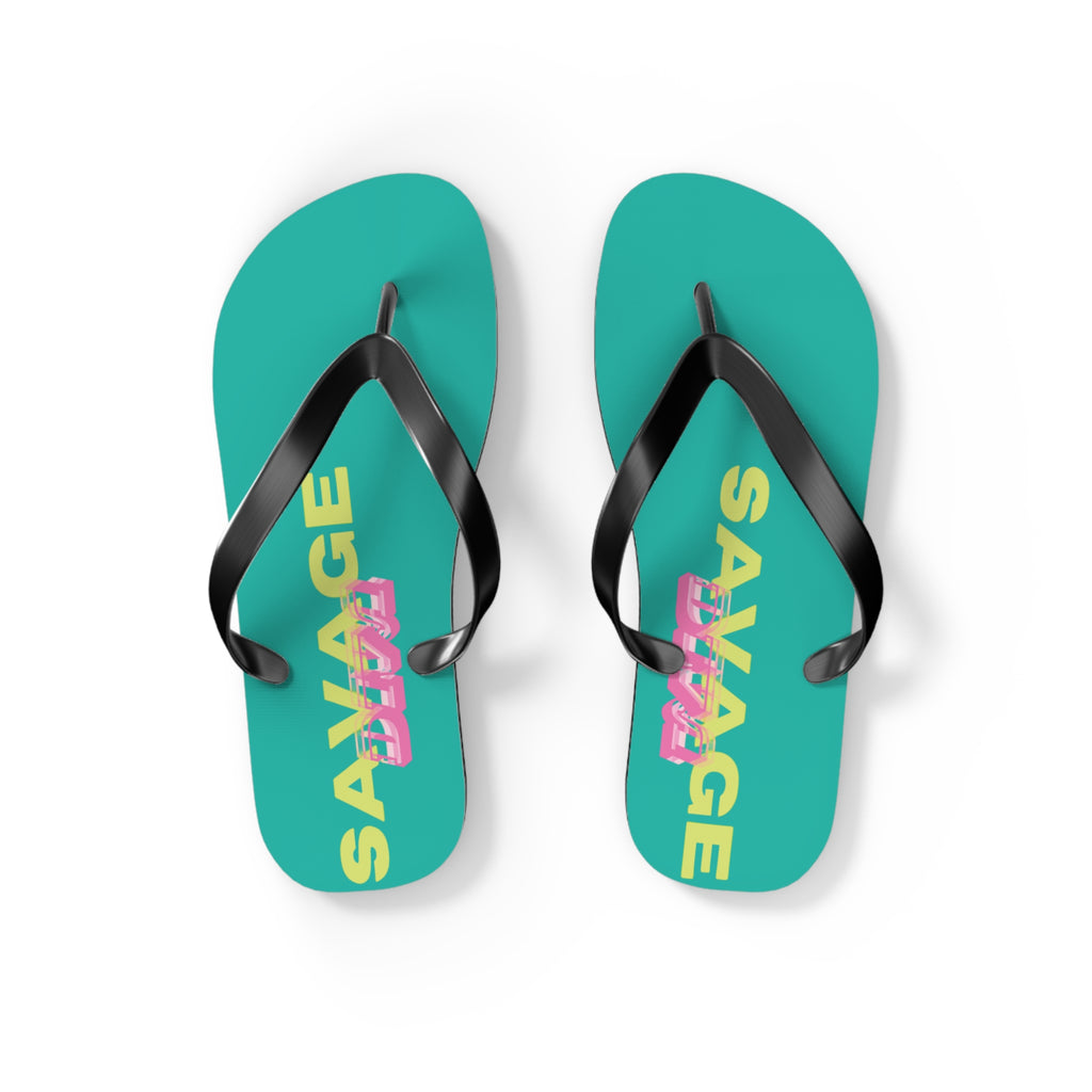 Woman’s Shoes - ‘Savage Diva’ Teal Flip Flops