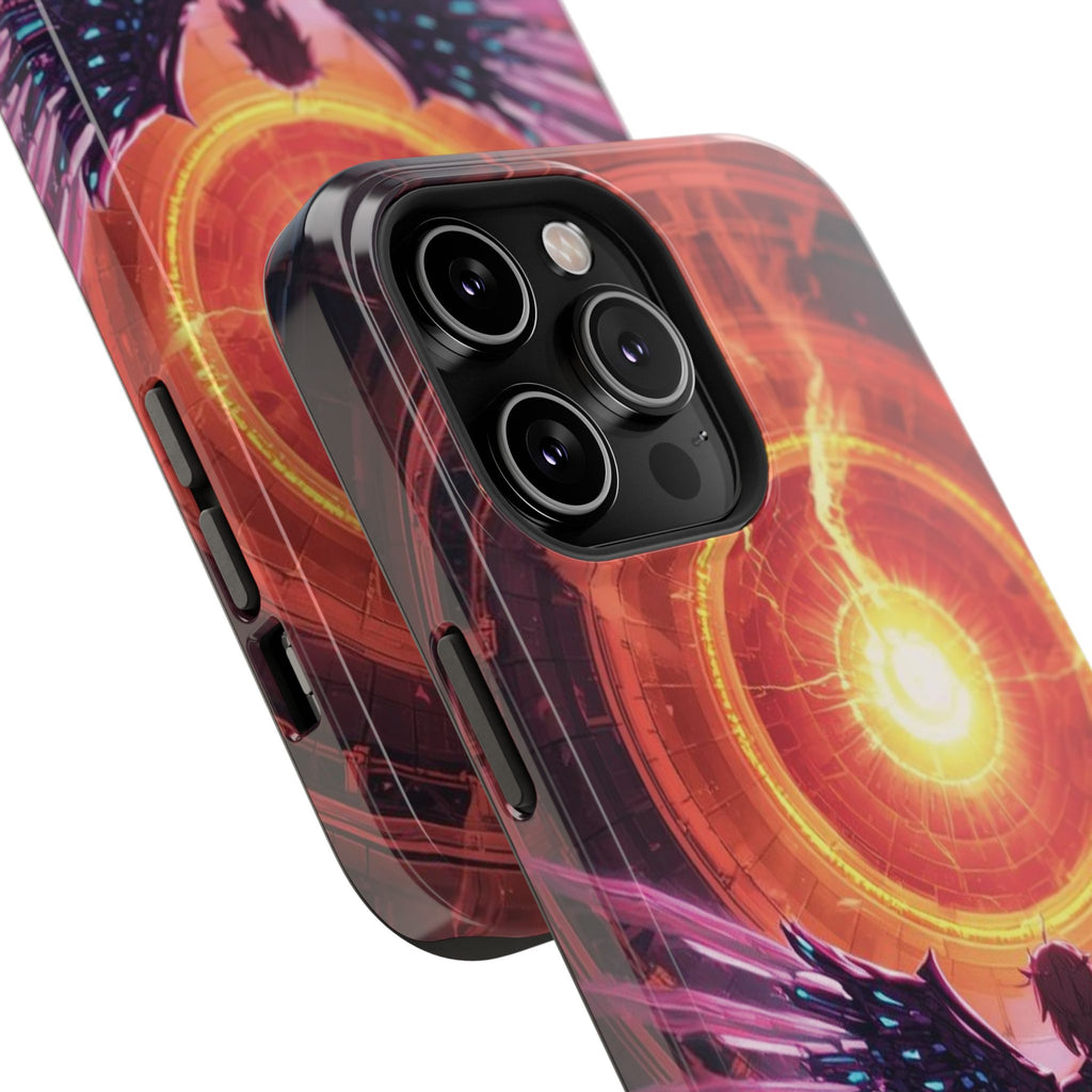 Vi-Anime Phone Case — Angelic Warrior with Fiery Halo Impact-Resistant Design