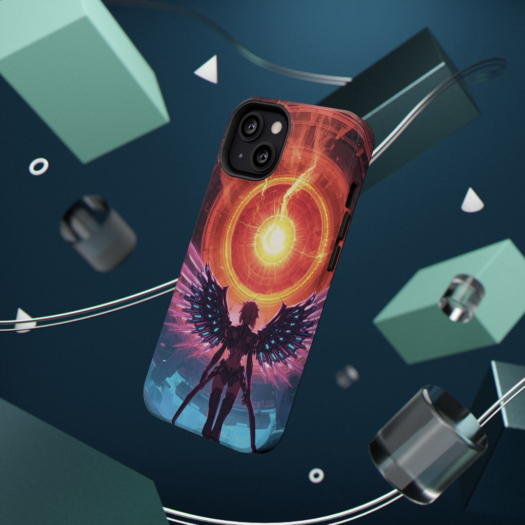 Vi-Anime Phone Case — Angelic Warrior with Fiery Halo Impact-Resistant Design