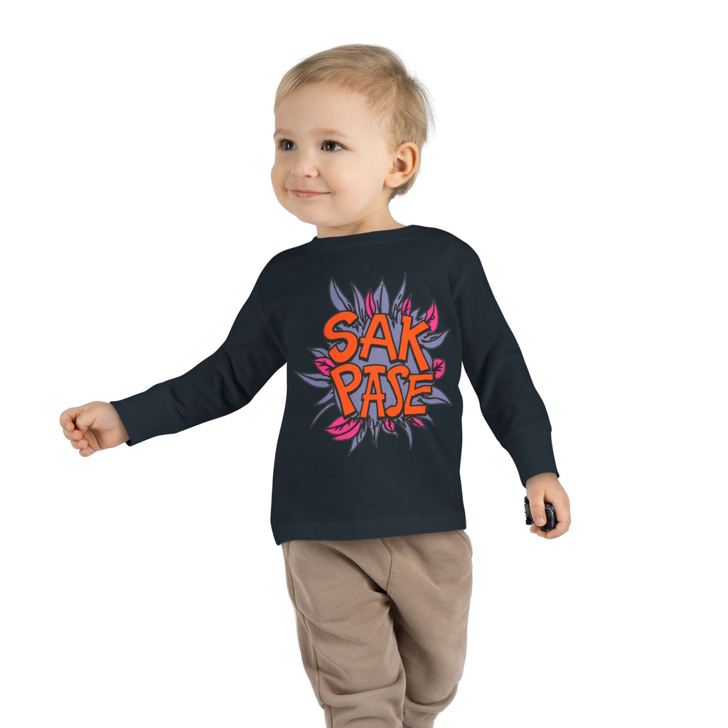 Little Vi -  Long Sleeve Tee — Colorful ‘SAK PASE’ Floral Graphic Kids Shirt