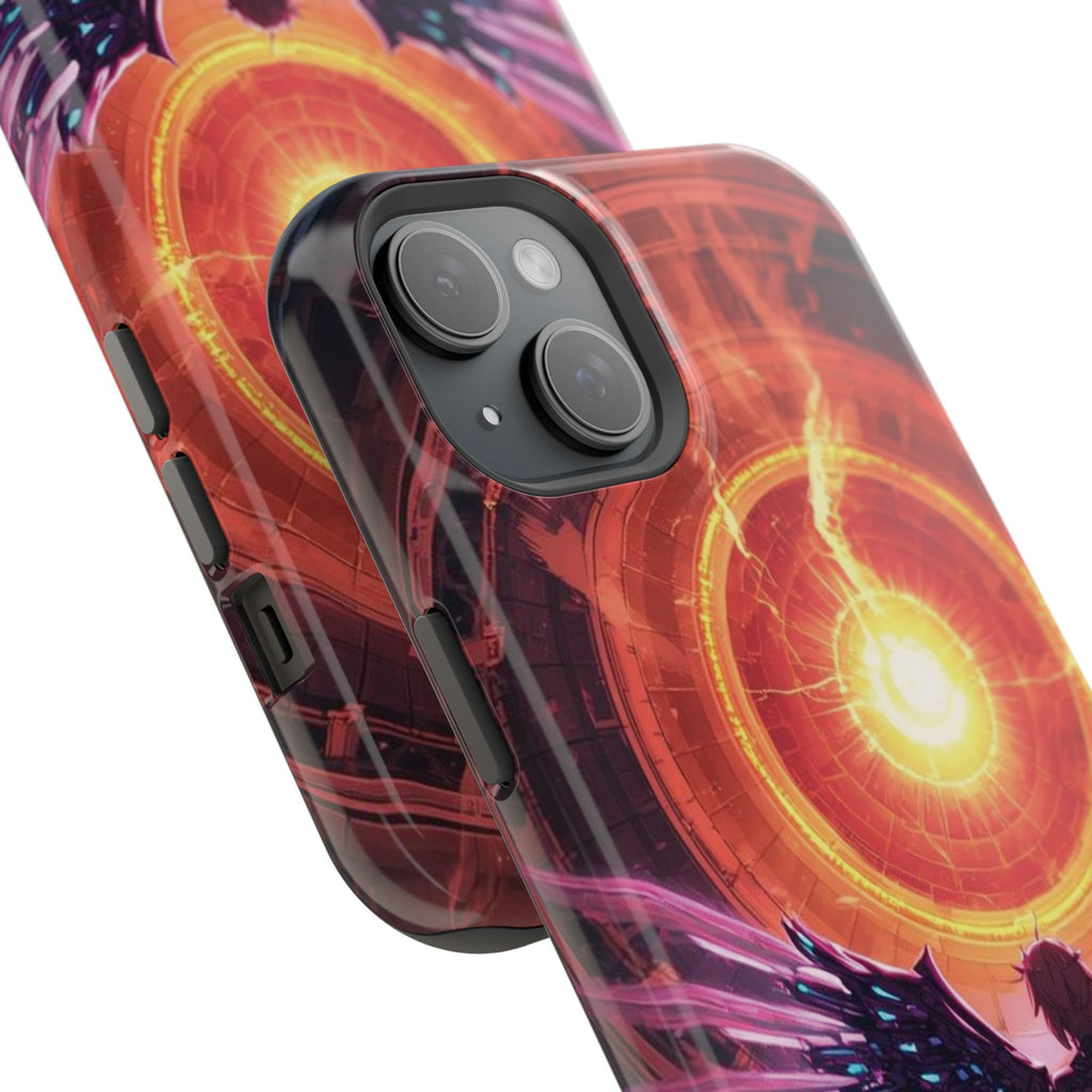 Vi-Anime Phone Case — Angelic Warrior with Fiery Halo Impact-Resistant Design