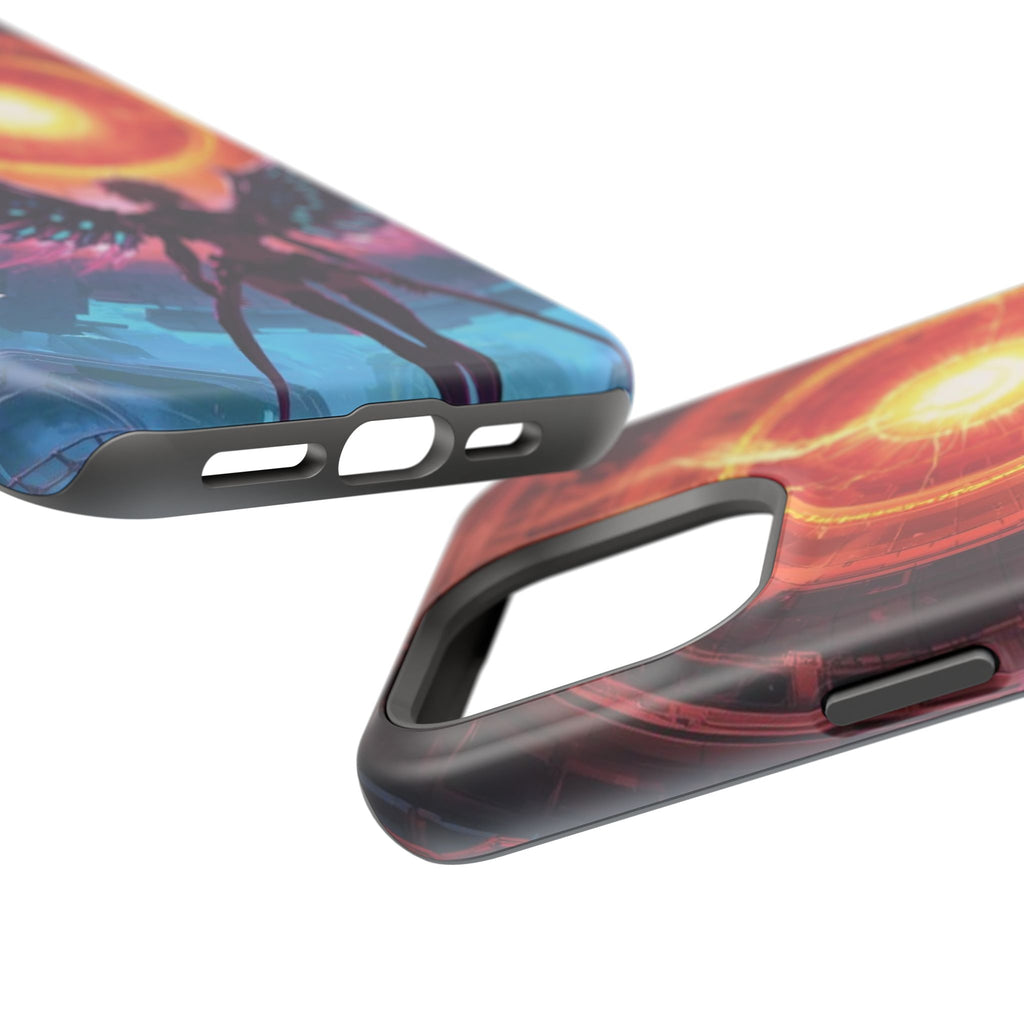 Vi-Anime Phone Case — Angelic Warrior with Fiery Halo Impact-Resistant Design