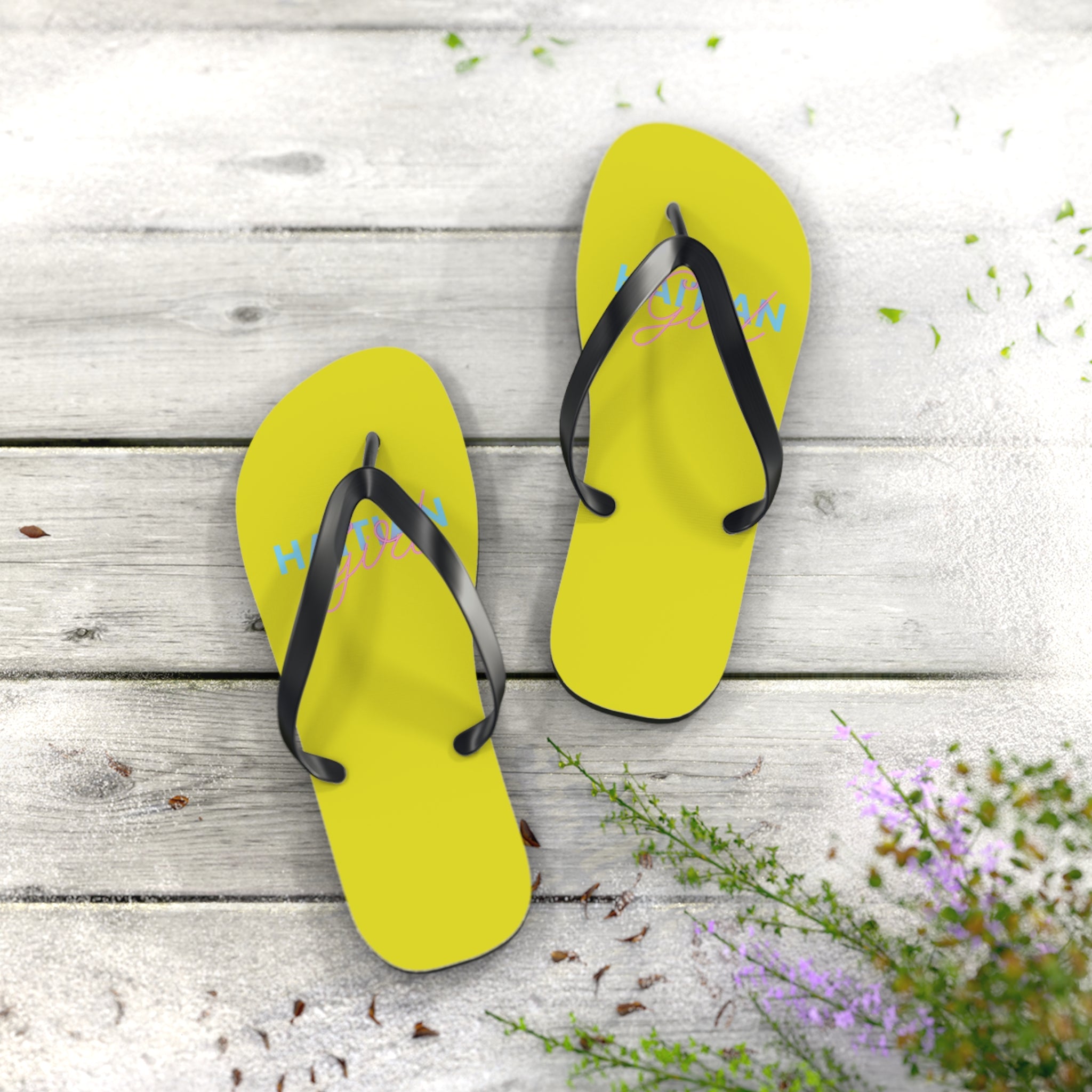 Yellow 'Hawaiian' Flip Flops — Tropical Beach Sandal