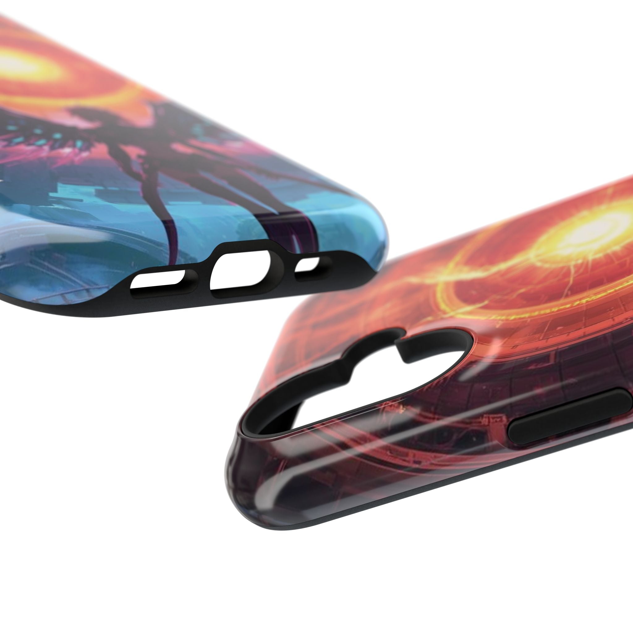 Vi-Anime Phone Case — Angelic Warrior with Fiery Halo Impact-Resistant Design