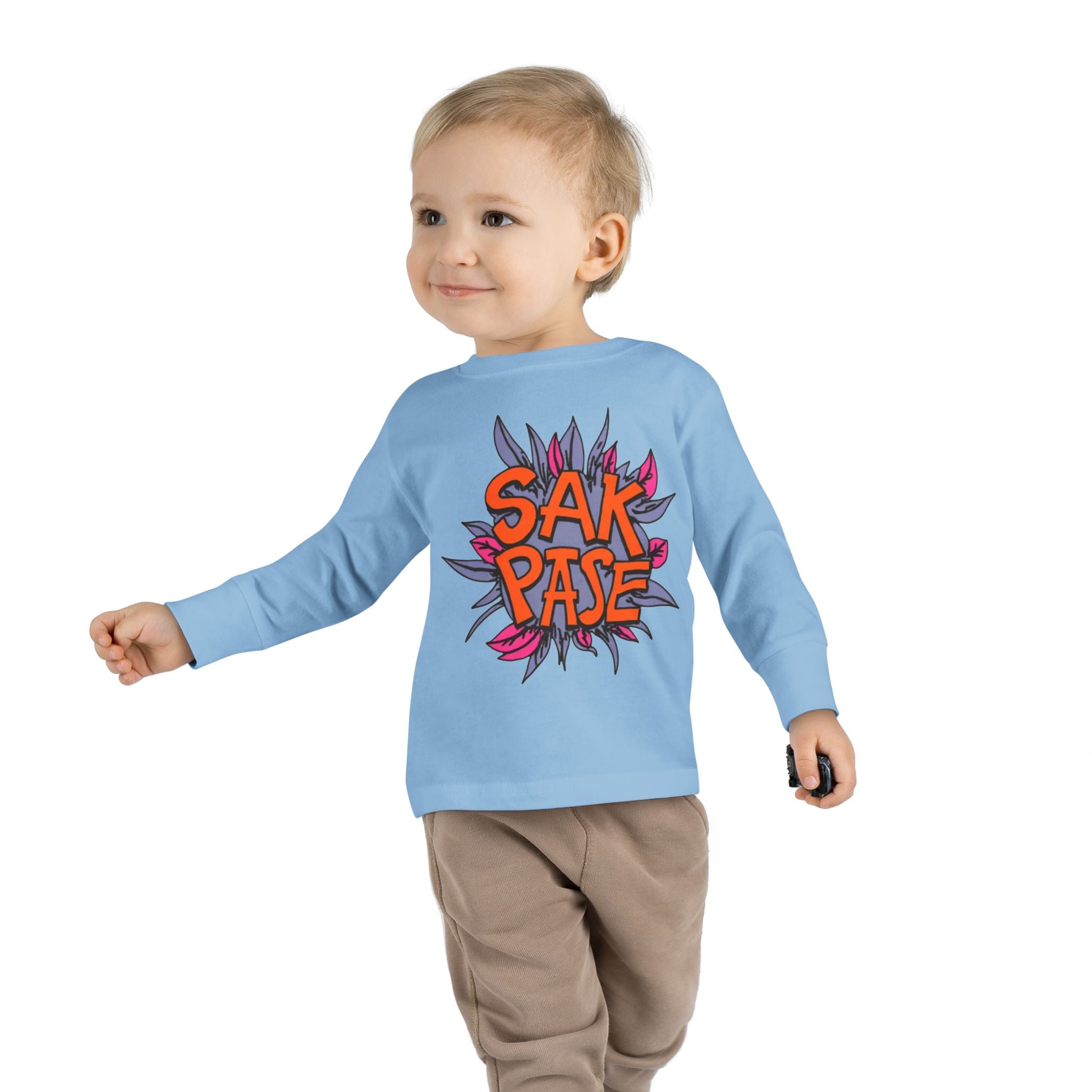Little Vi -  Long Sleeve Tee — Colorful ‘SAK PASE’ Floral Graphic Kids Shirt