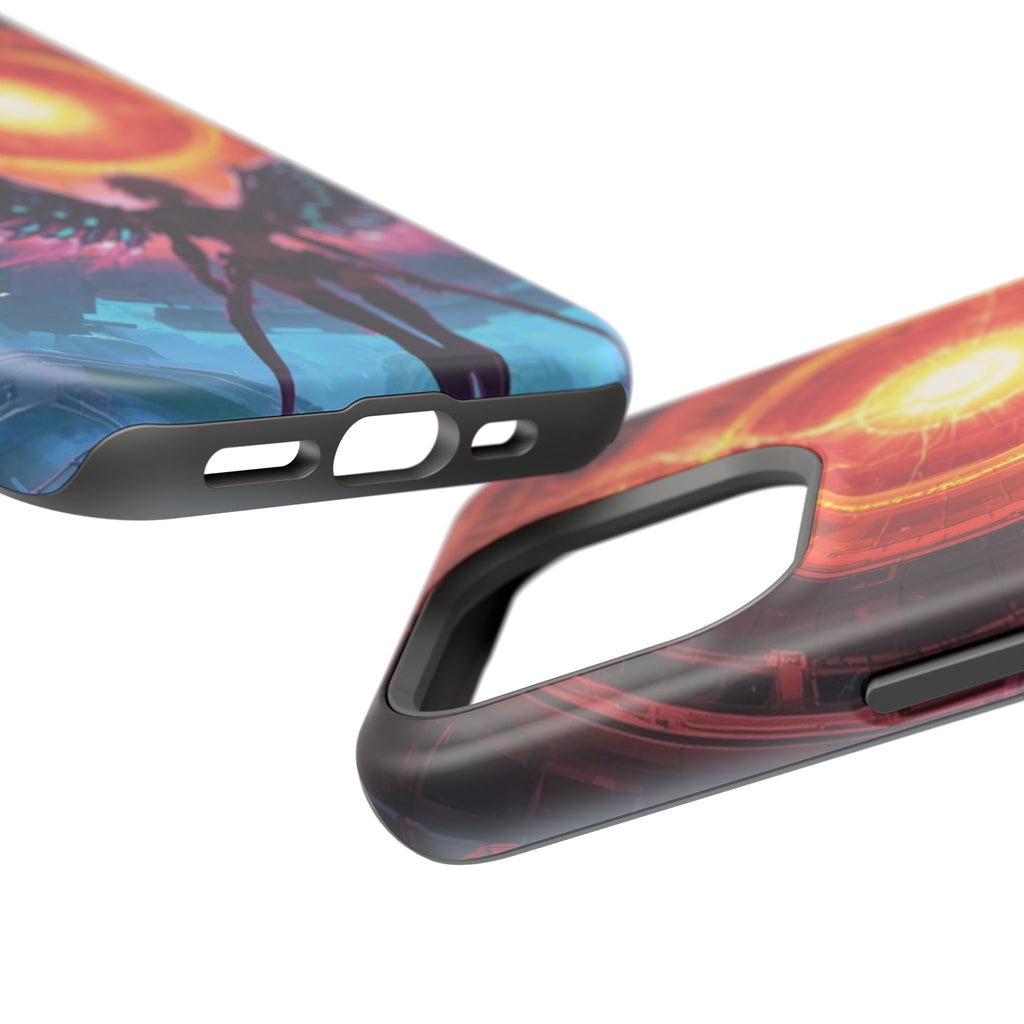 Vi-Anime Phone Case — Angelic Warrior with Fiery Halo Impact-Resistant Design