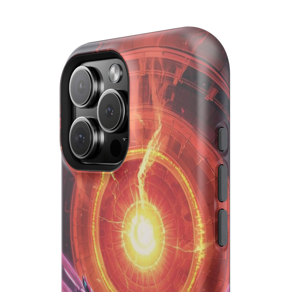 Vi-Anime Phone Case — Angelic Warrior with Fiery Halo Impact-Resistant Design