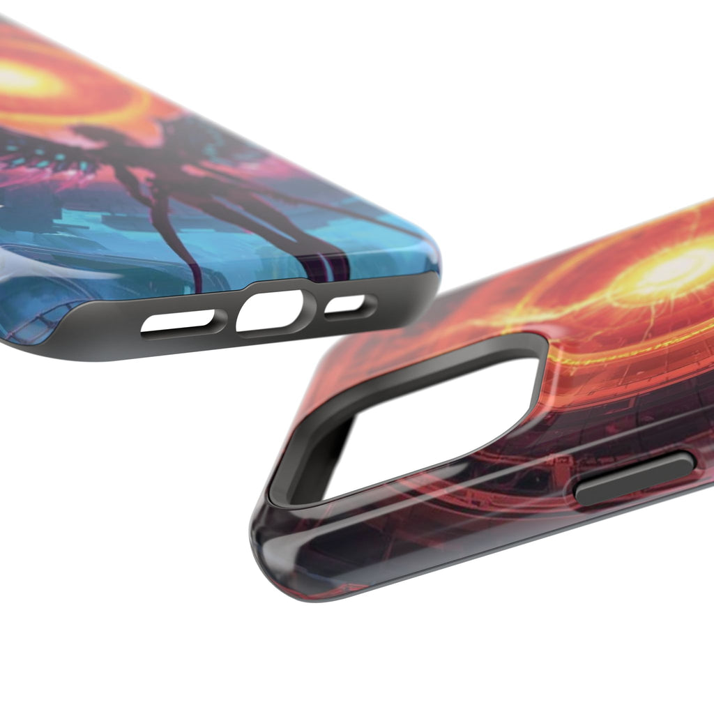 Vi-Anime Phone Case — Angelic Warrior with Fiery Halo Impact-Resistant Design
