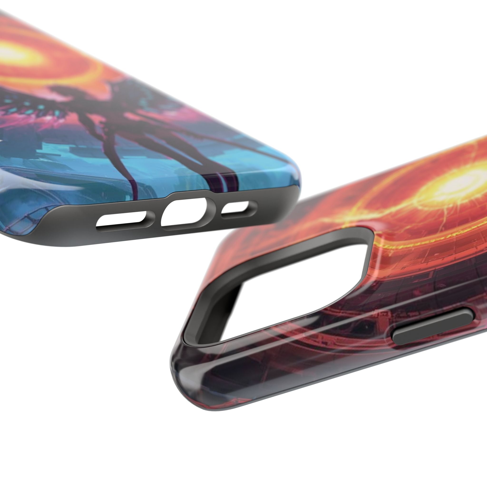 Vi-Anime Phone Case — Angelic Warrior with Fiery Halo Impact-Resistant Design