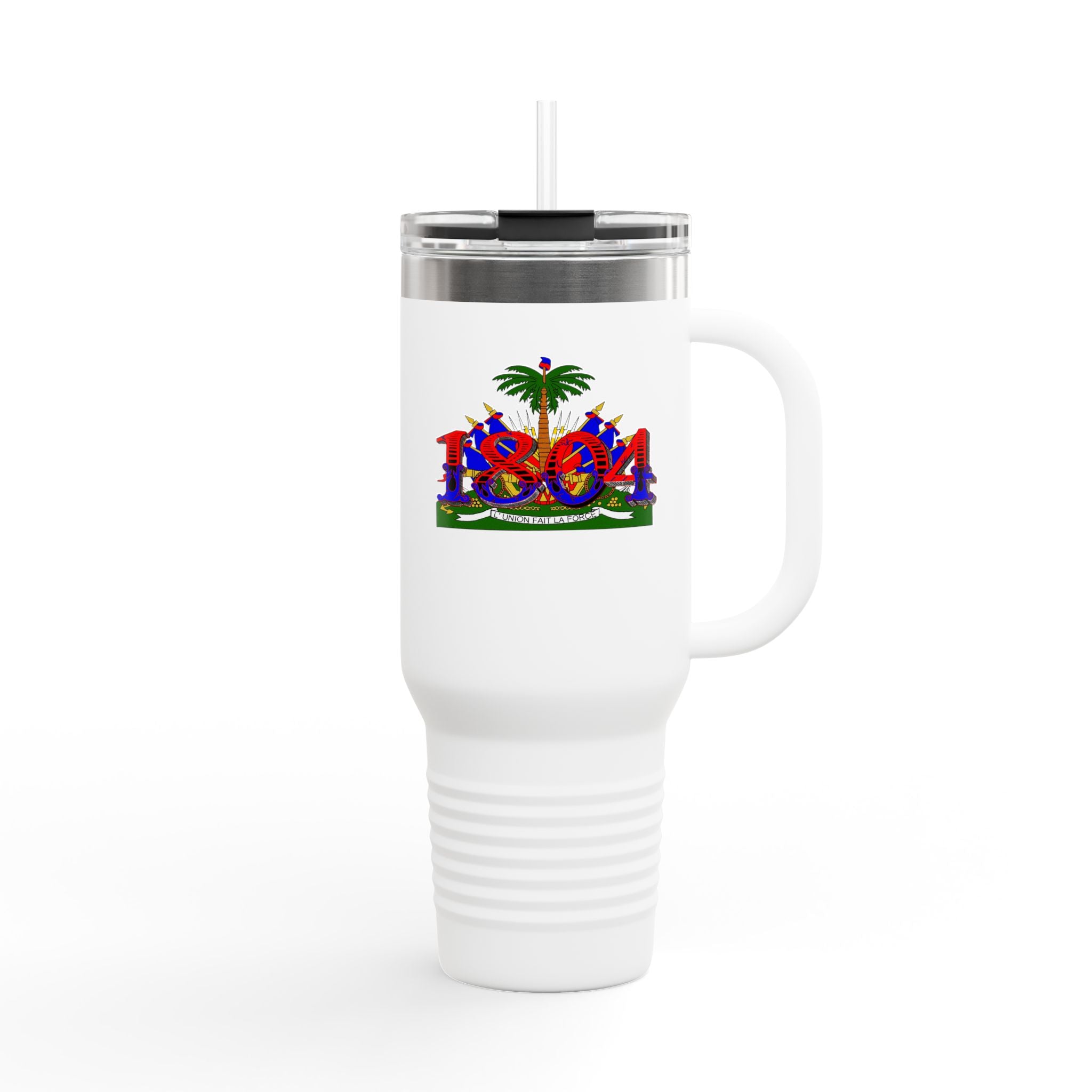 Vi-Cups - 40oz Insulated Travel Mug — Colorful HAITI 1804 Tropical Logo