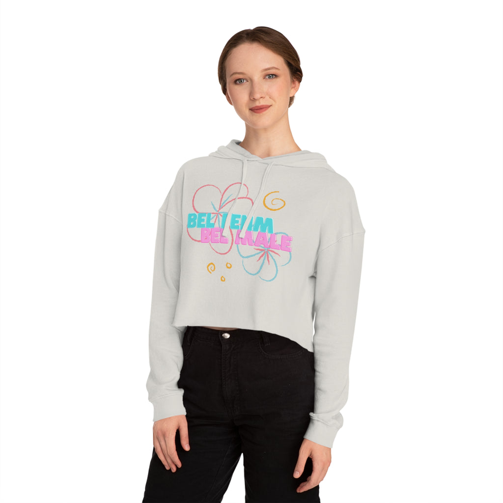 Crop Vi-Hoodie — "Bel Famm Bel Malé" Pastel Floral Graphic