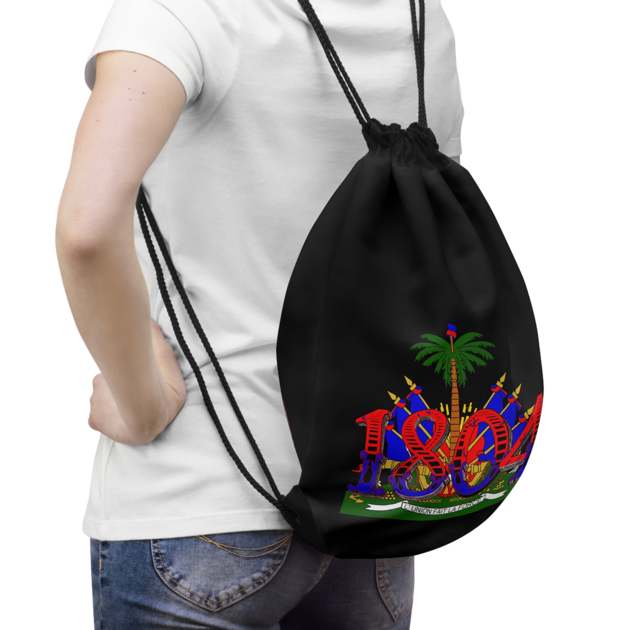 1804 Haiti Crest Drawstring Bag — Haitian Heritage Gym Sack