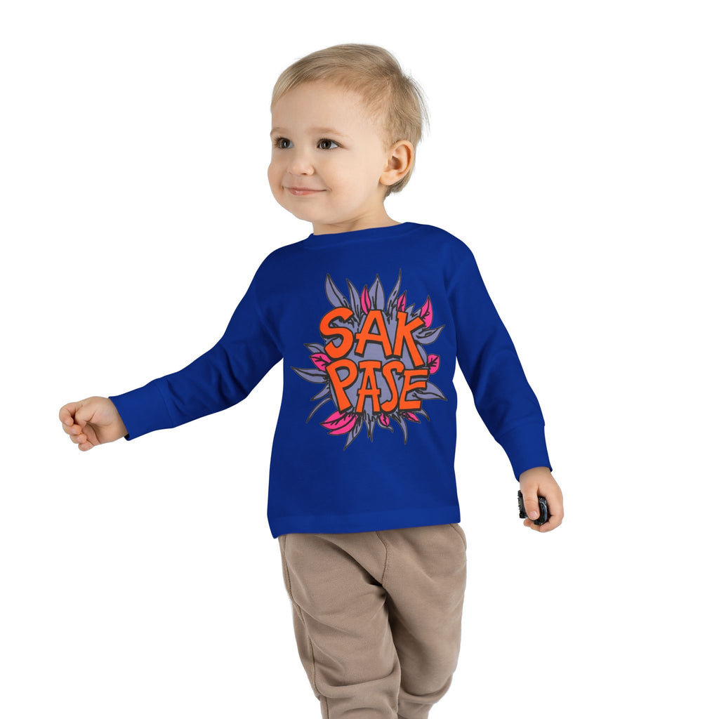 Little Vi -  Long Sleeve Tee — Colorful ‘SAK PASE’ Floral Graphic Kids Shirt