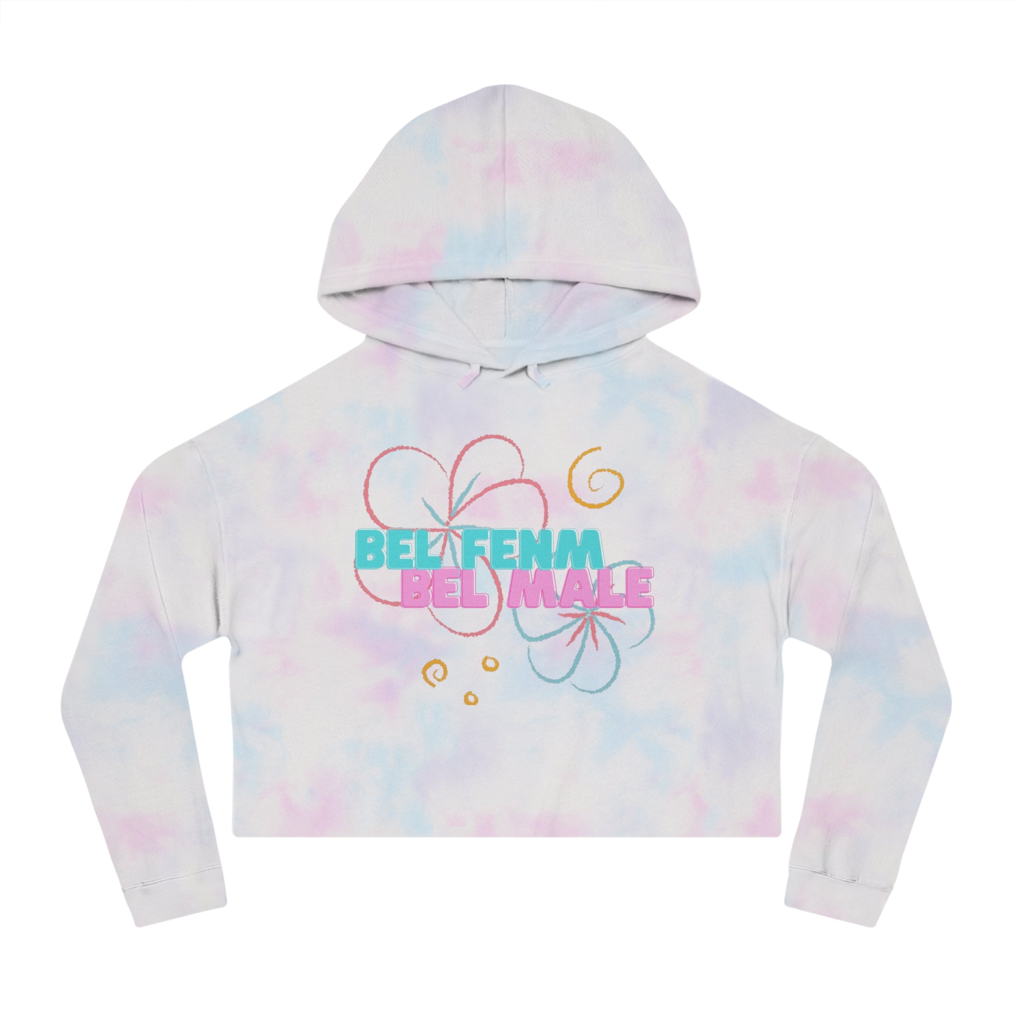 Crop Vi-Hoodie — "Bel Famm Bel Malé" Pastel Floral Graphic