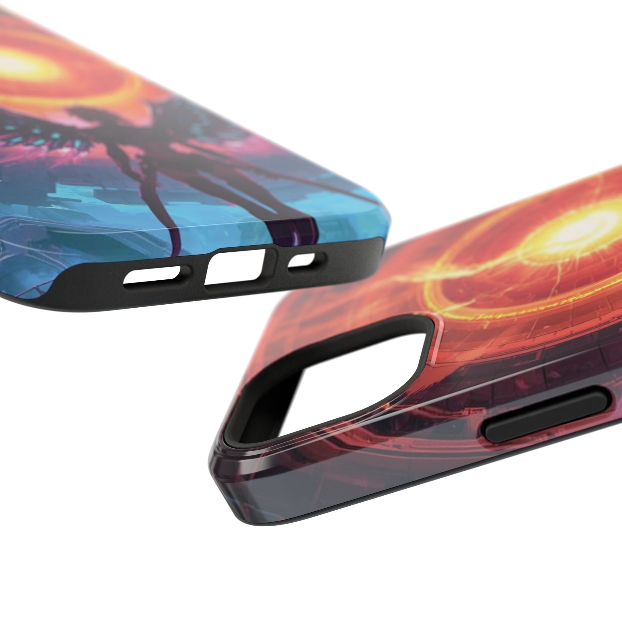 Vi-Anime Phone Case — Angelic Warrior with Fiery Halo Impact-Resistant Design