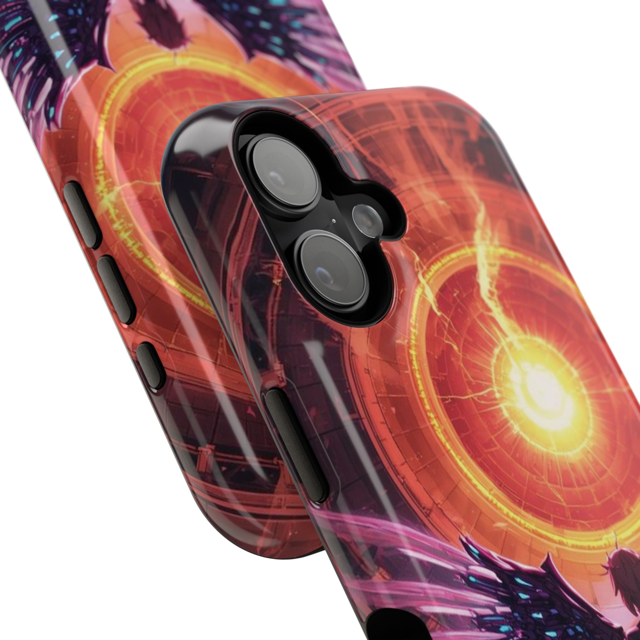 Vi-Anime Phone Case — Angelic Warrior with Fiery Halo Impact-Resistant Design