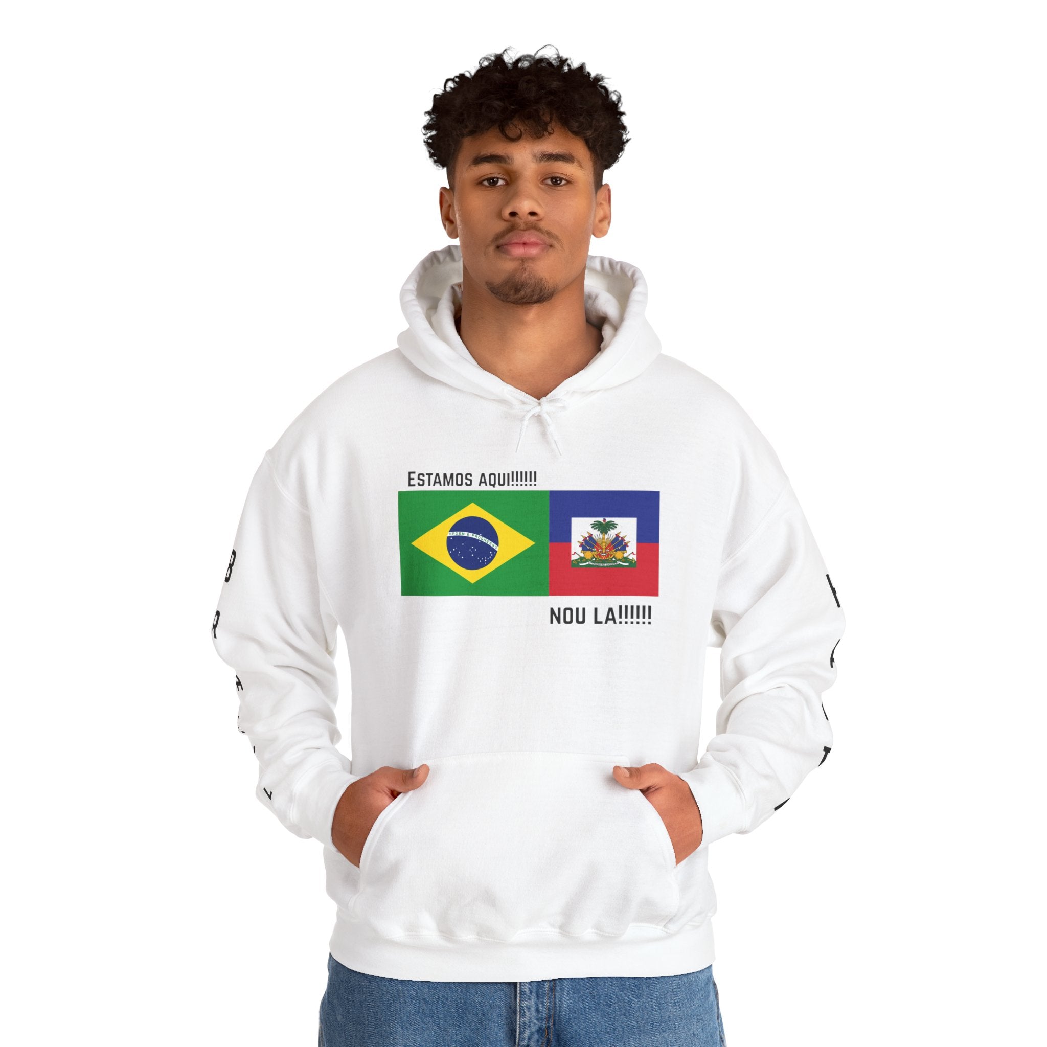 Vi-Hoodie Haiti Brazil Flag Hoodie — "Estamos Aqui!!! Nou La!!!!!"