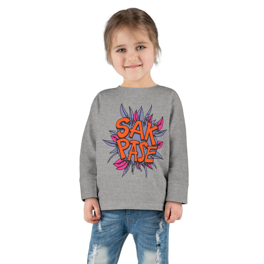 Little Vi -  Long Sleeve Tee — Colorful ‘SAK PASE’ Floral Graphic Kids Shirt