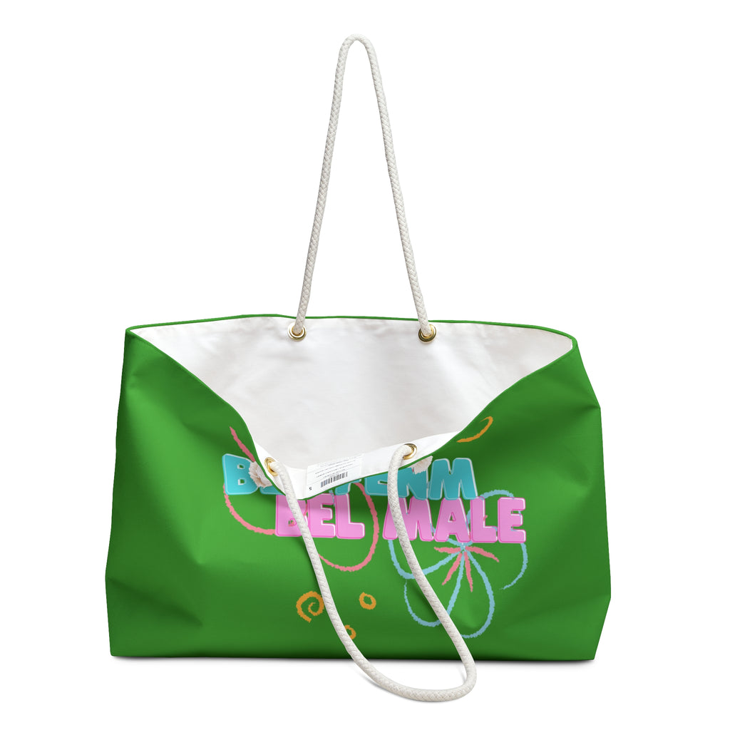 Tropical French Phrase Weekender Bag — 'Bel Famn Bel Malé' Floral Travel Tote l