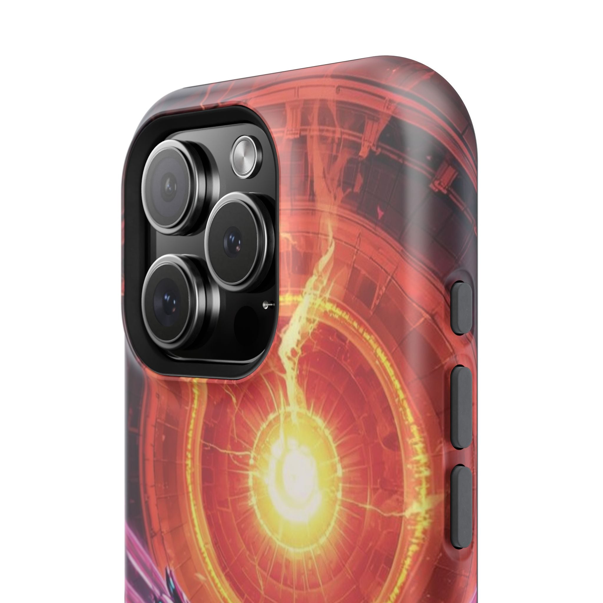 Vi-Anime Phone Case — Angelic Warrior with Fiery Halo Impact-Resistant Design