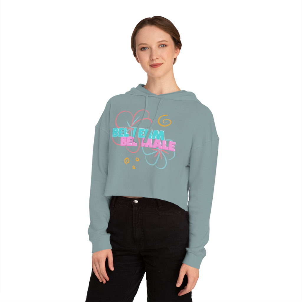 Crop Vi-Hoodie — "Bel Famm Bel Malé" Pastel Floral Graphic