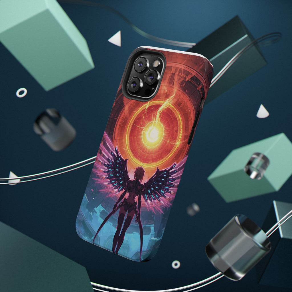Vi-Anime Phone Case — Angelic Warrior with Fiery Halo Impact-Resistant Design