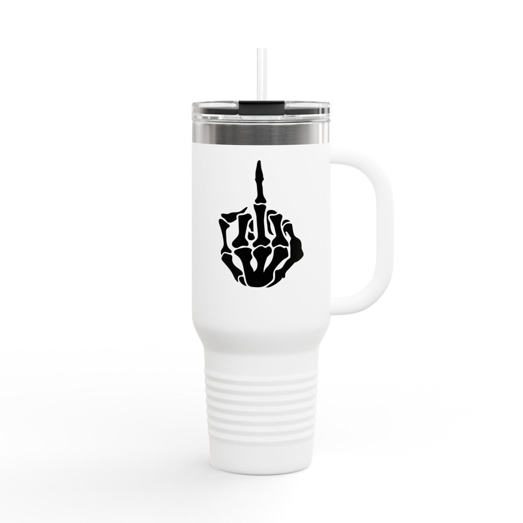 Vi-Cups -40oz Insulated Travel Mug — Skeleton Hand Middle Finger Graphic