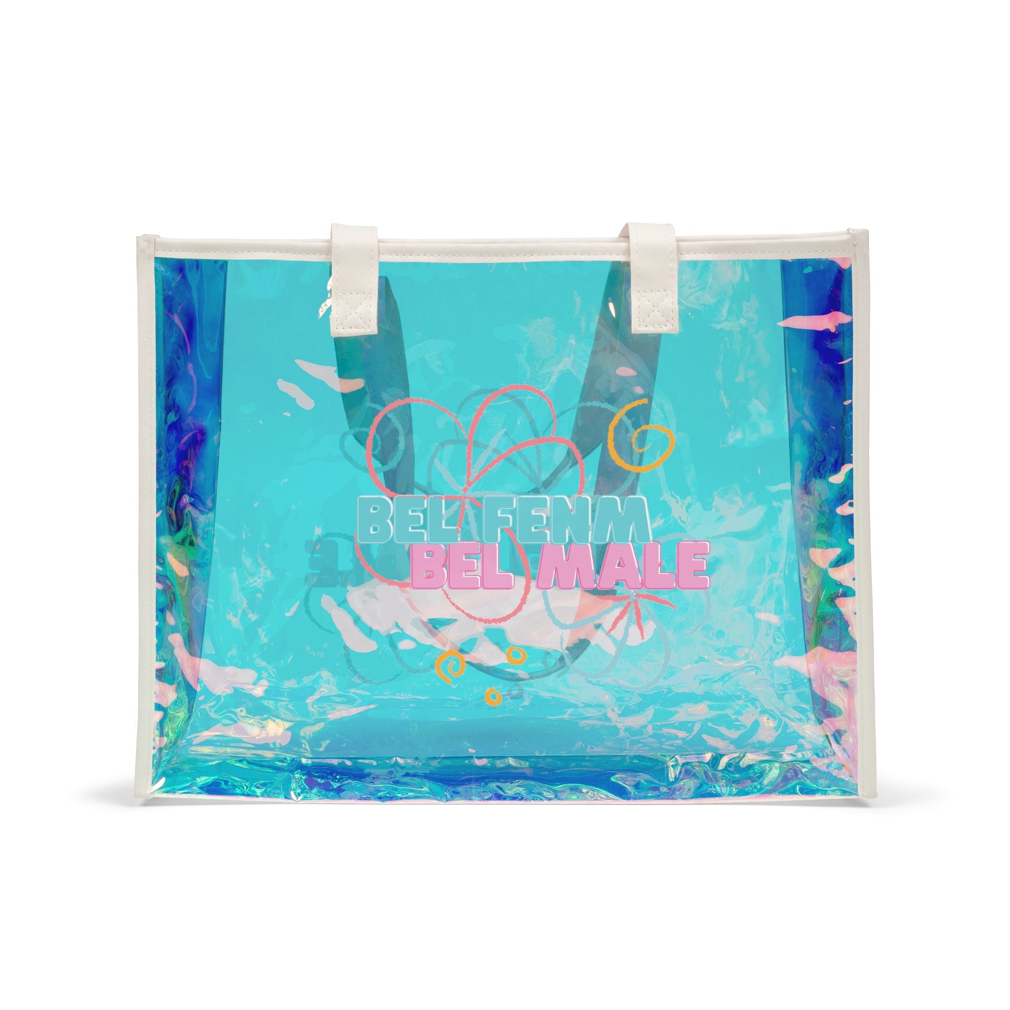 Holographic Beach Tote Bag – Iridescent Clear Summer Beach Bag