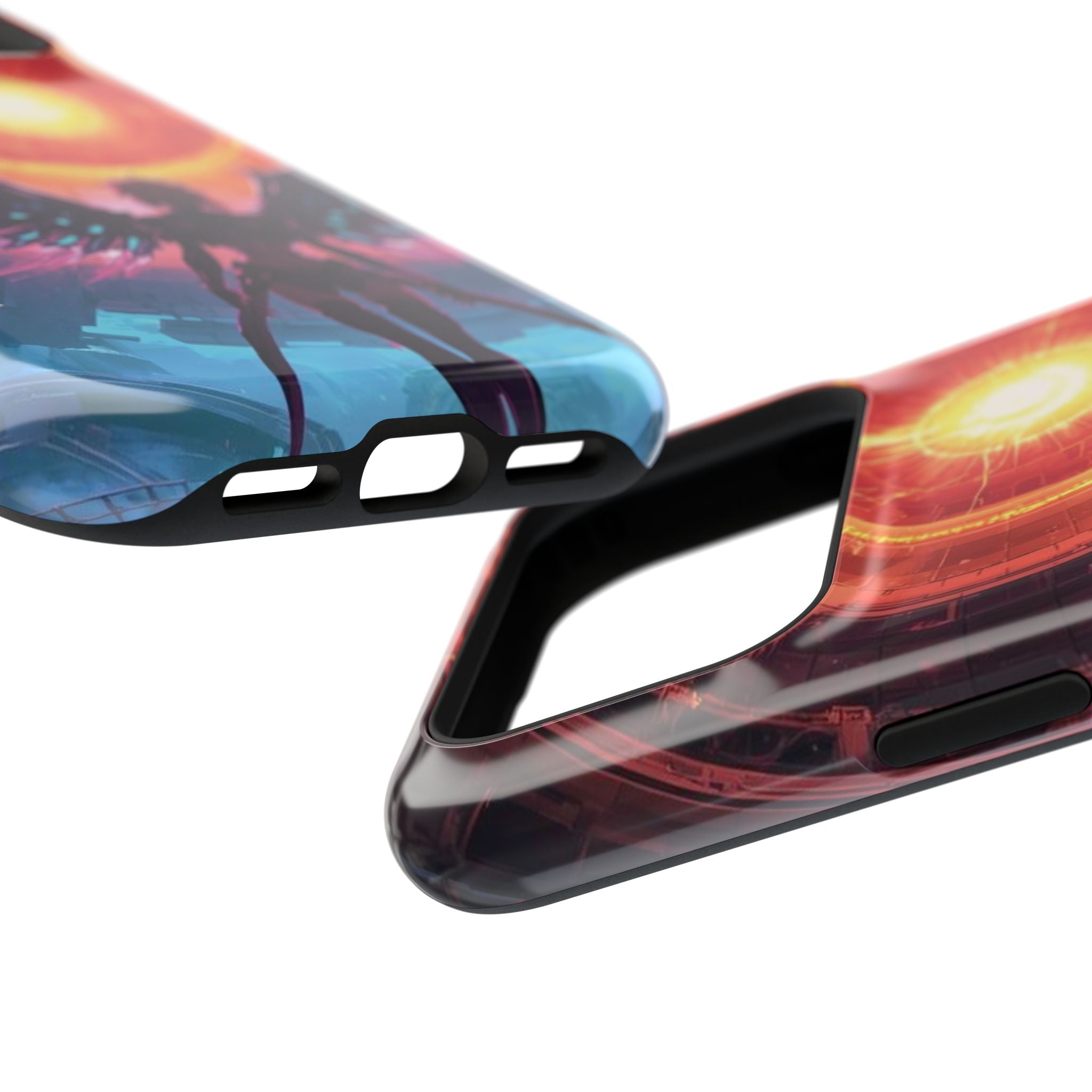 Vi-Anime Phone Case — Angelic Warrior with Fiery Halo Impact-Resistant Design