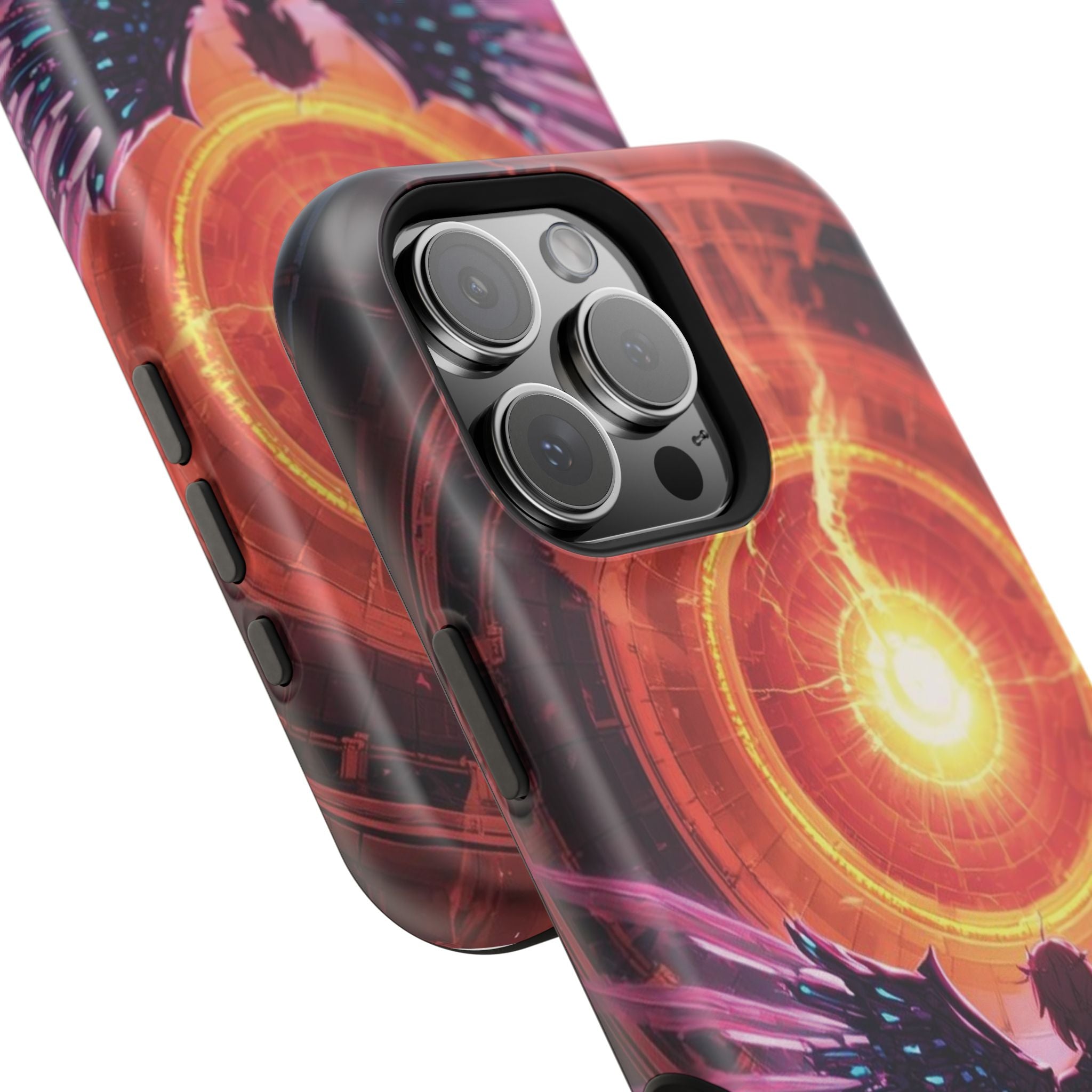 Vi-Anime Phone Case — Angelic Warrior with Fiery Halo Impact-Resistant Design