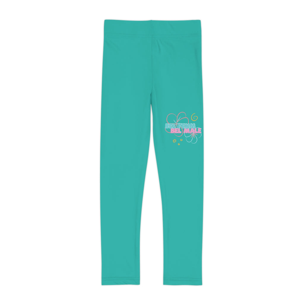 Little Vi Girls Teal Leggings - “Bel Fenm Bel Male”