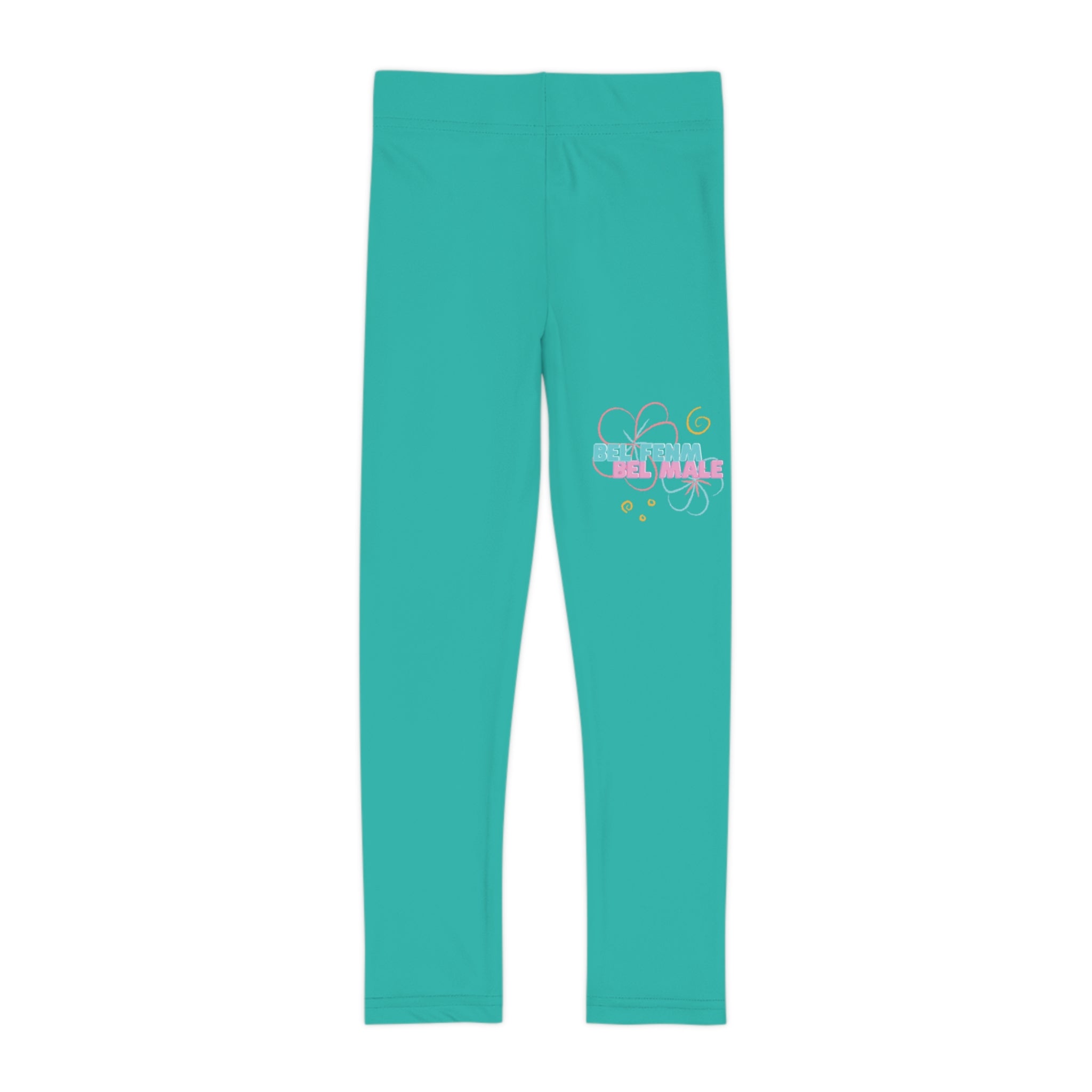 Little Vi Girls Teal Leggings - “Bel Fenm Bel Male”