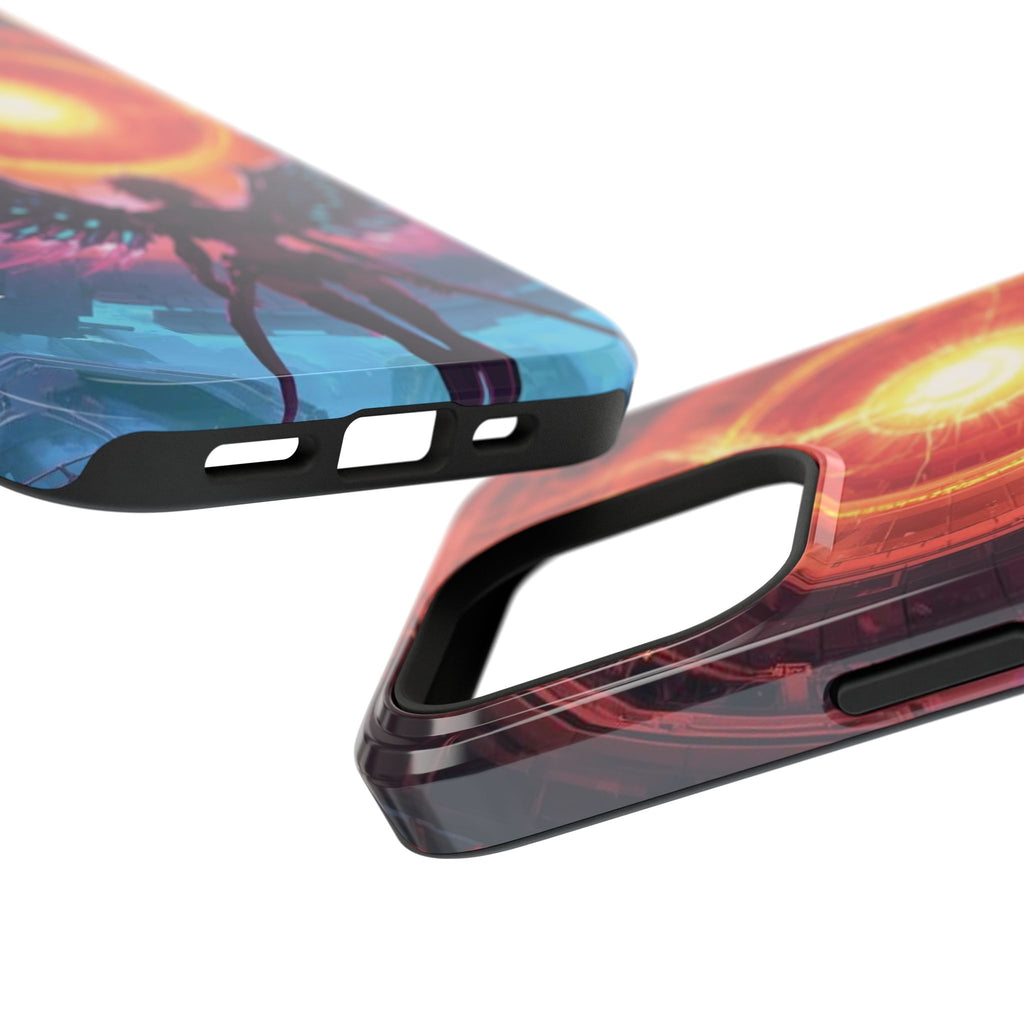 Vi-Anime Phone Case — Angelic Warrior with Fiery Halo Impact-Resistant Design