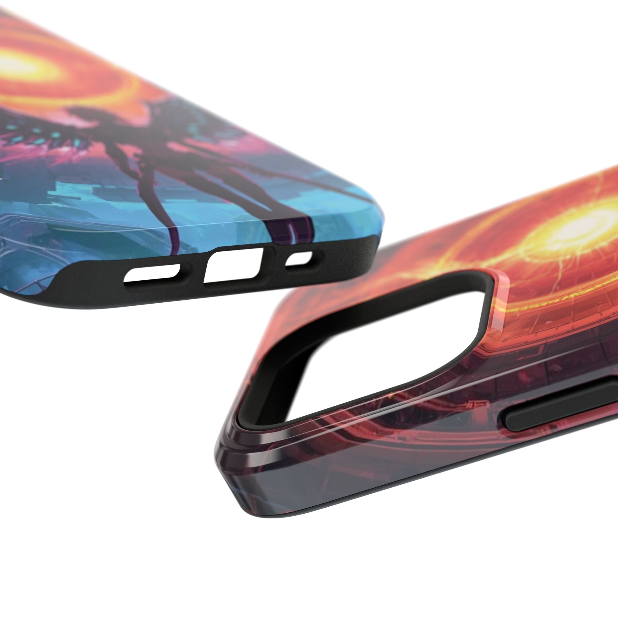 Vi-Anime Phone Case — Angelic Warrior with Fiery Halo Impact-Resistant Design