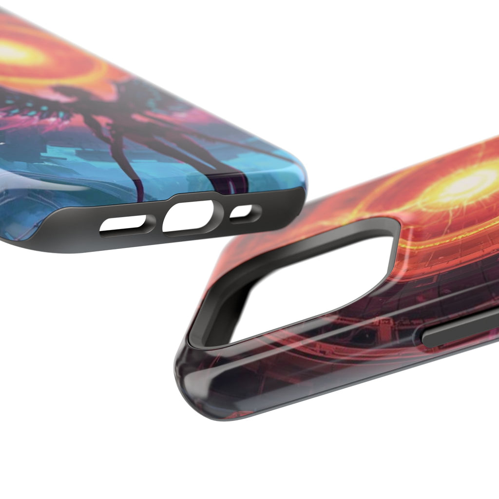 Vi-Anime Phone Case — Angelic Warrior with Fiery Halo Impact-Resistant Design