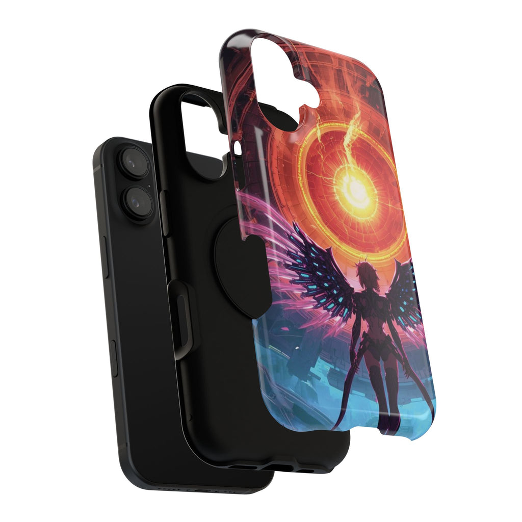 Vi-Anime Phone Case — Angelic Warrior with Fiery Halo Impact-Resistant Design