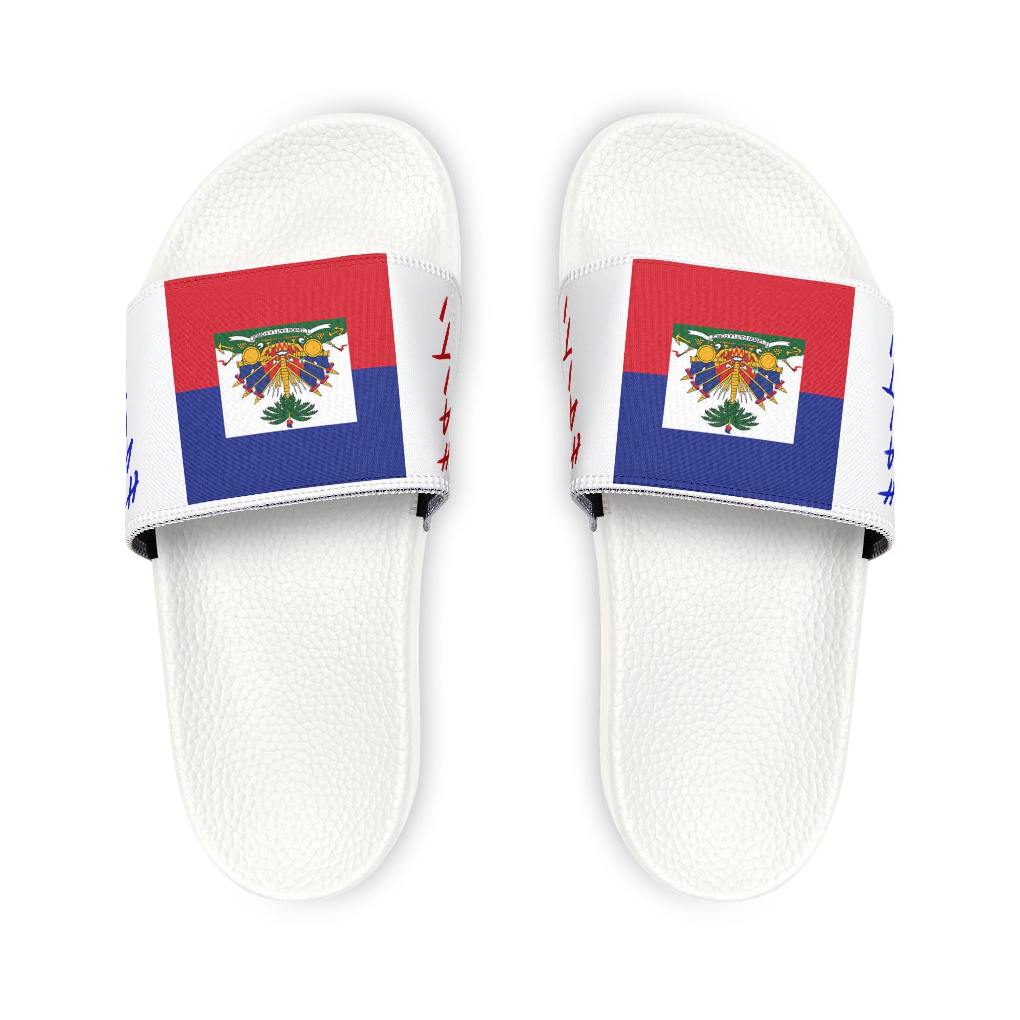 Haiti Flag Slide Sandals — Men's Removable‑Strap Patriotic Pool Slides