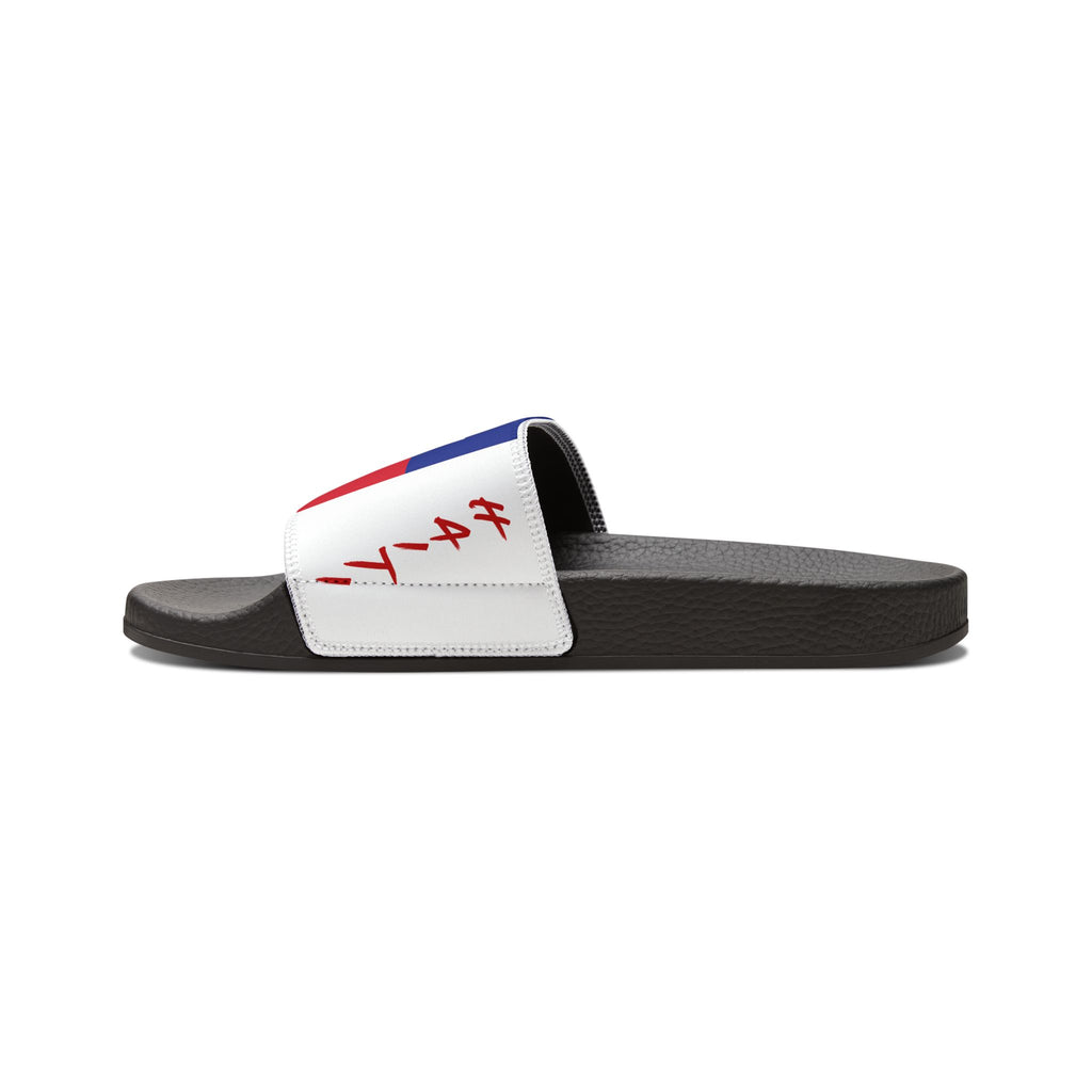 Haiti Flag Slide Sandals — Men's Removable‑Strap Patriotic Pool Slides
