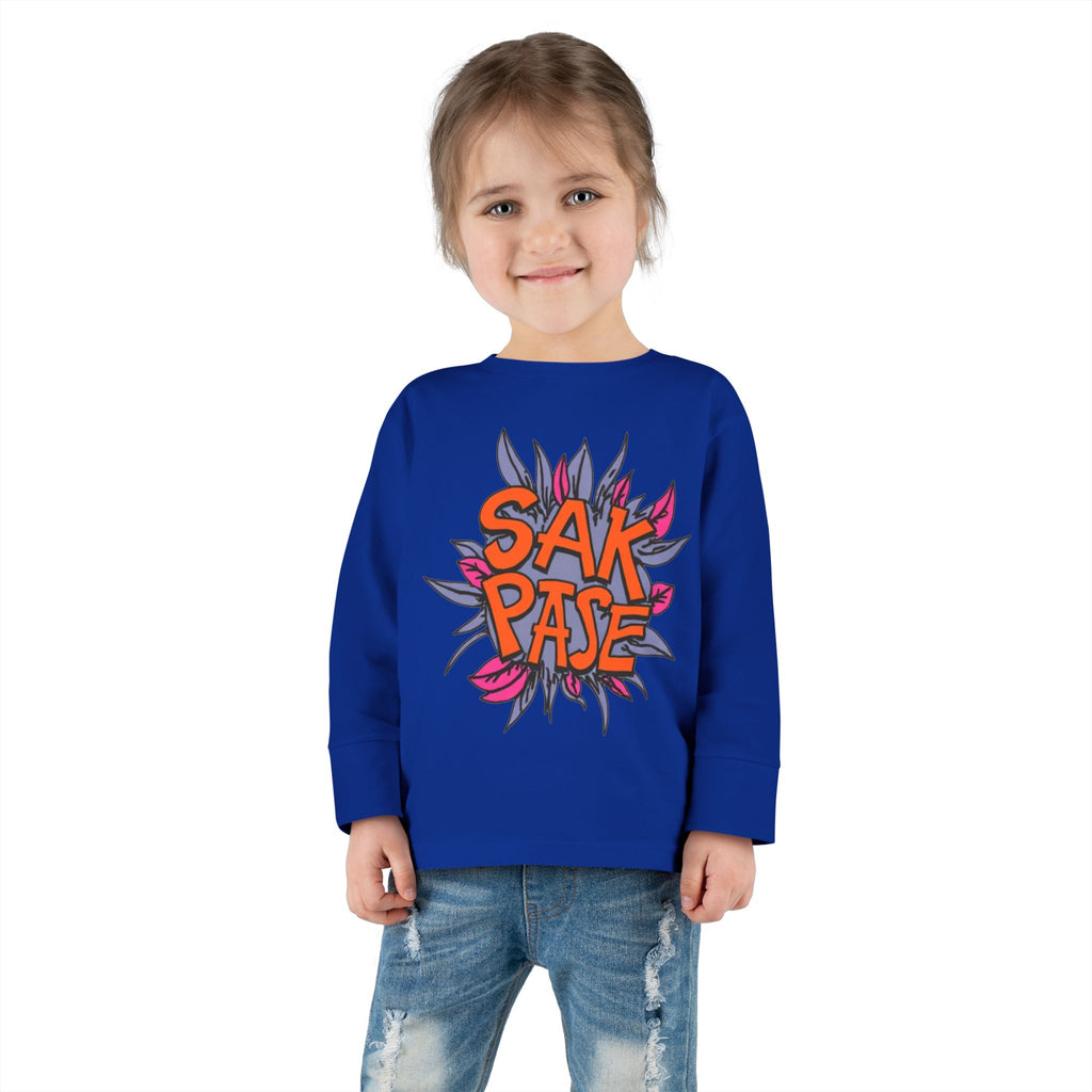 Little Vi -  Long Sleeve Tee — Colorful ‘SAK PASE’ Floral Graphic Kids Shirt