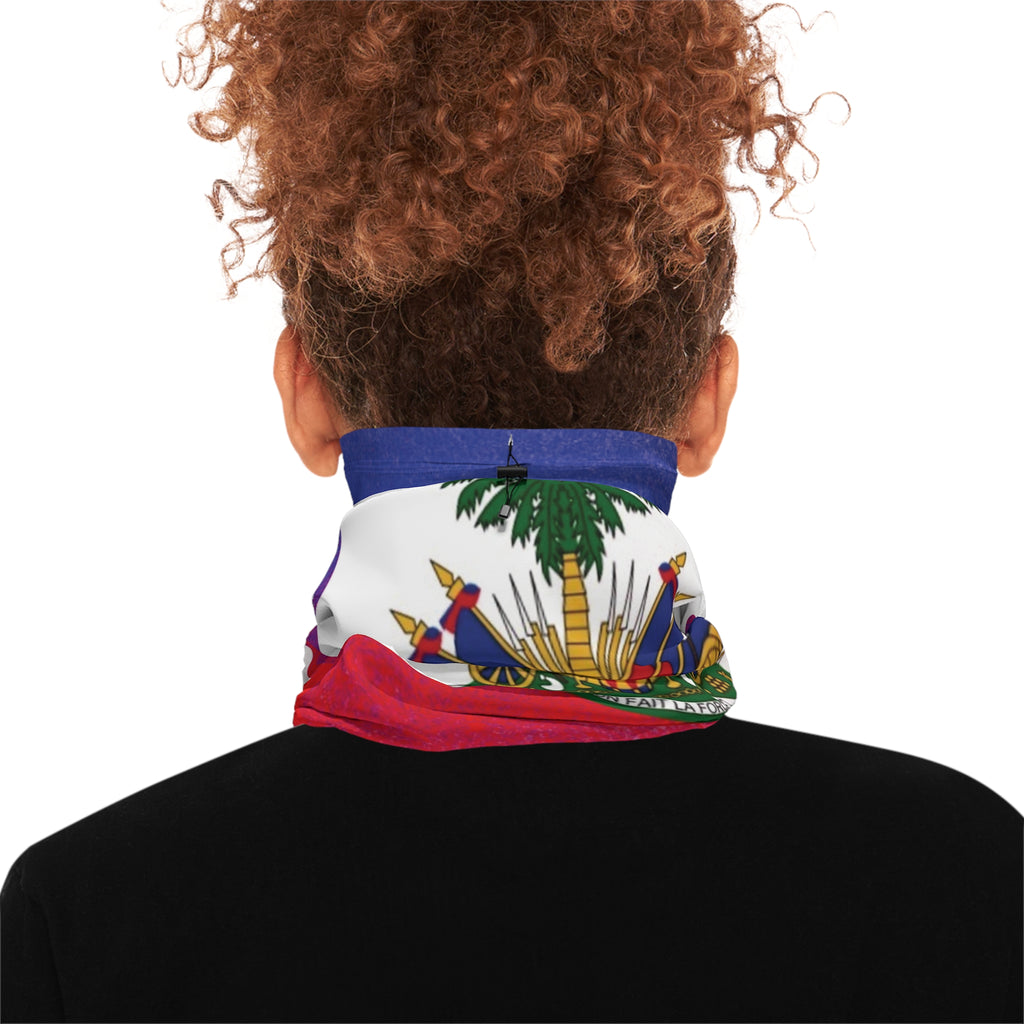 Haiti Flag Winter Neck Gaiter with Drawstring