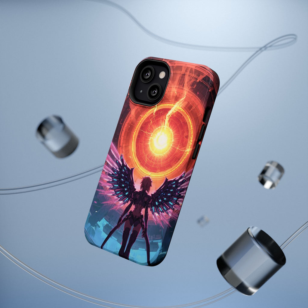 Vi-Anime Phone Case — Angelic Warrior with Fiery Halo Impact-Resistant Design