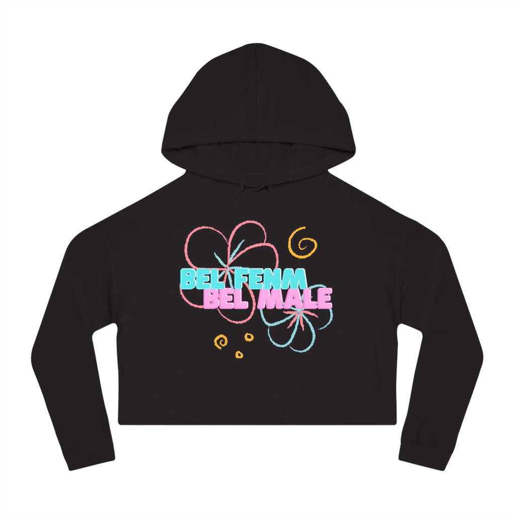 Crop Vi-Hoodie — "Bel Famm Bel Malé" Pastel Floral Graphic