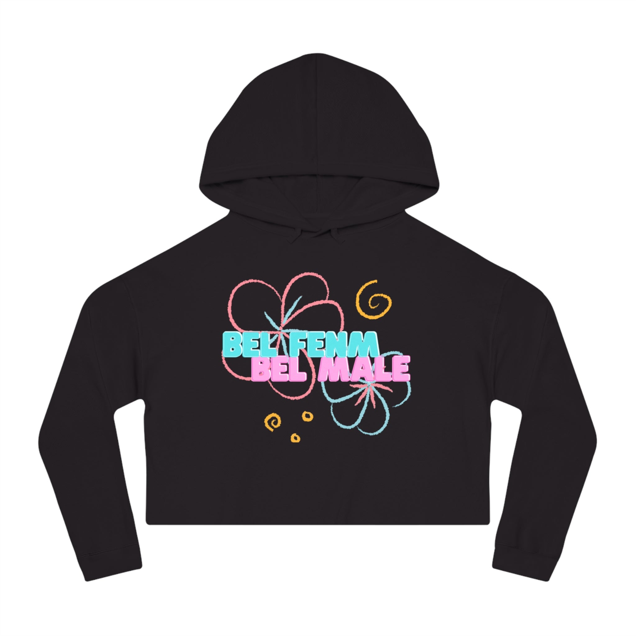 Crop Vi-Hoodie — "Bel Famm Bel Malé" Pastel Floral Graphic
