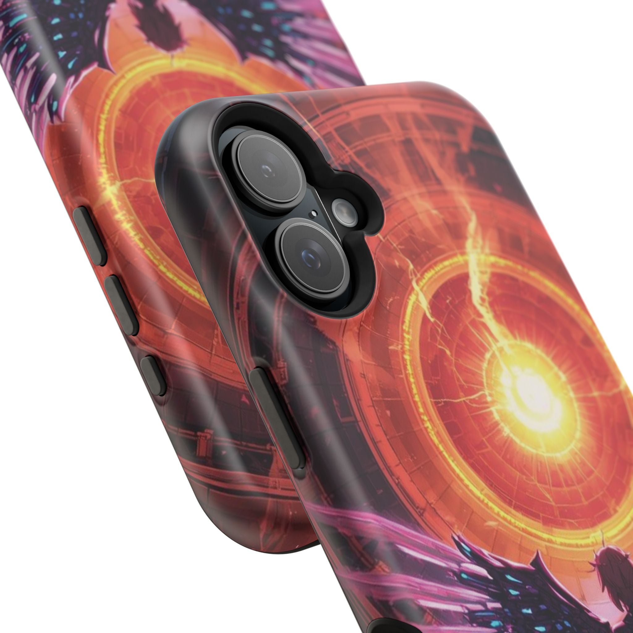 Vi-Anime Phone Case — Angelic Warrior with Fiery Halo Impact-Resistant Design