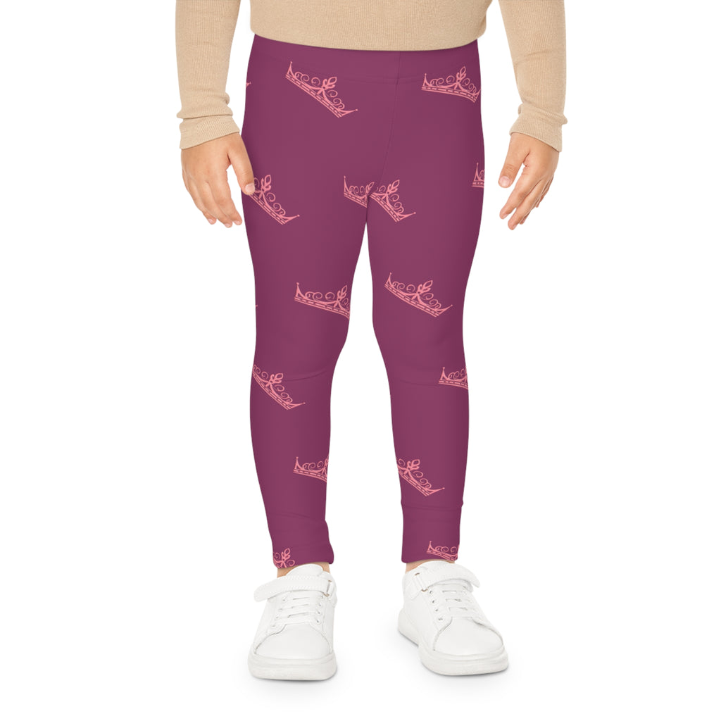 Little Vi Girls Leggings — Pink Crown All-Over Print, Royal Princess Casual Wear