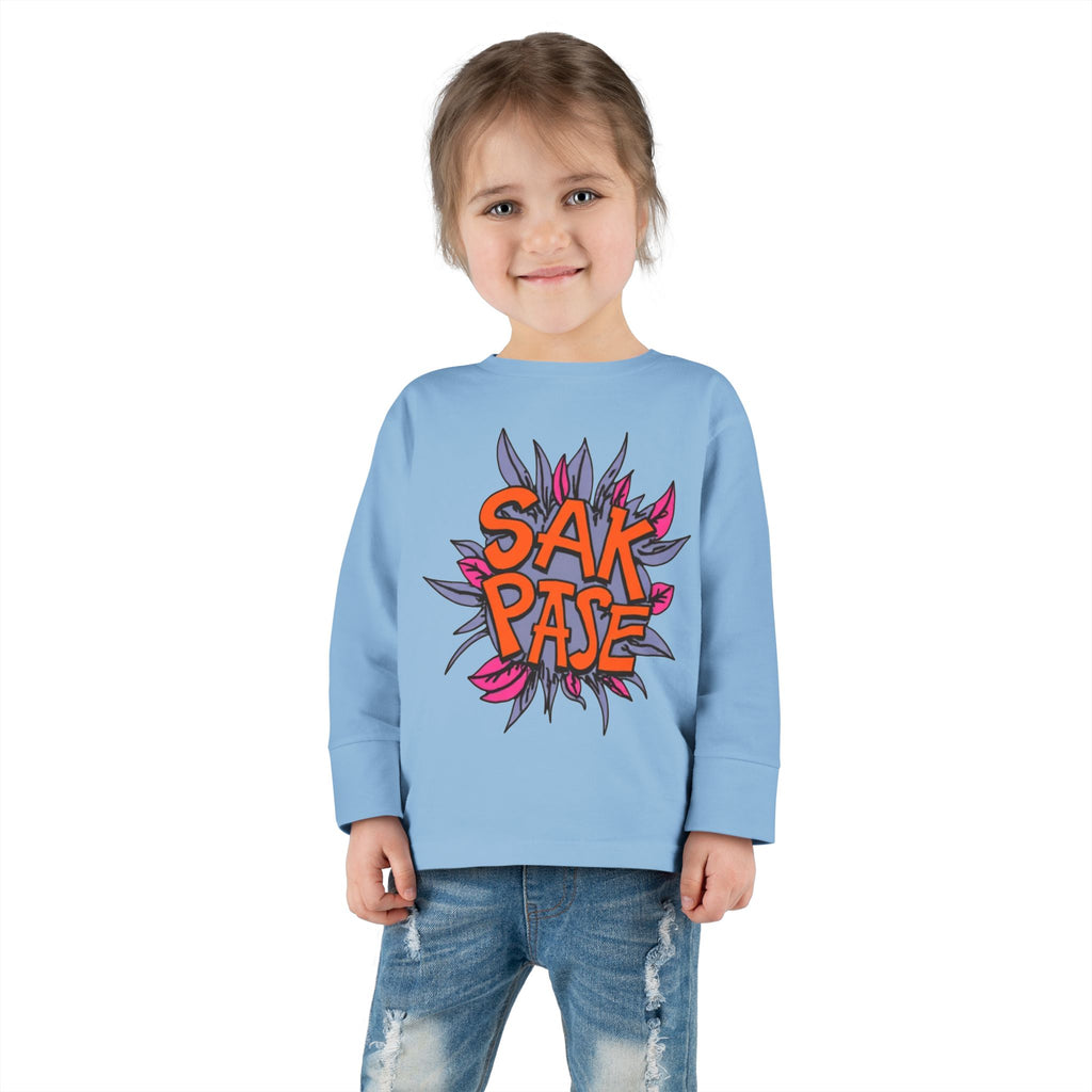 Little Vi -  Long Sleeve Tee — Colorful ‘SAK PASE’ Floral Graphic Kids Shirt
